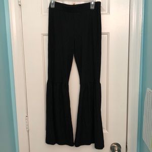 Black shimmer flare pants